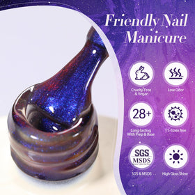 Born Pretty Heaven Purple Cat Magnetic Gel Nail Polish in a nail care setup