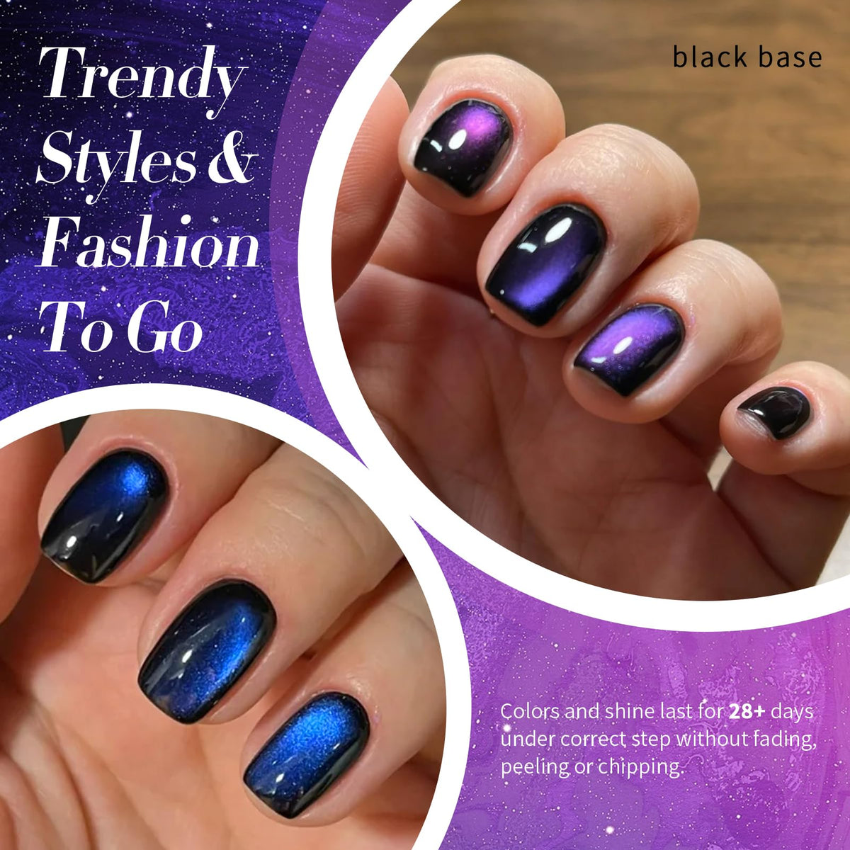 Born Pretty Heaven Purple Cat Magnetic Gel Nail Polish swatch on nail