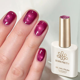 Born Pretty Hot Pink Cat Magnetic Gel Nail Polish application on nails