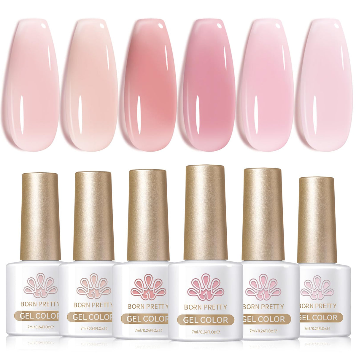Born Pretty Jelly Gel Nail Polish Set 7ml bottles front view