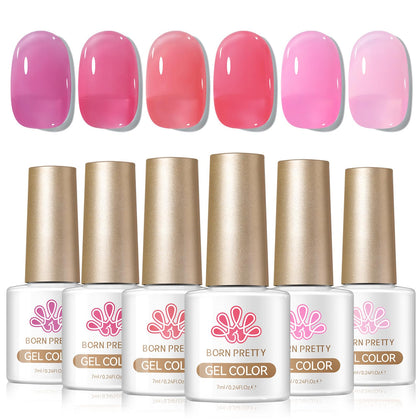 Born Pretty Jelly Gel Nail Polish Set with six bottles in pink shades