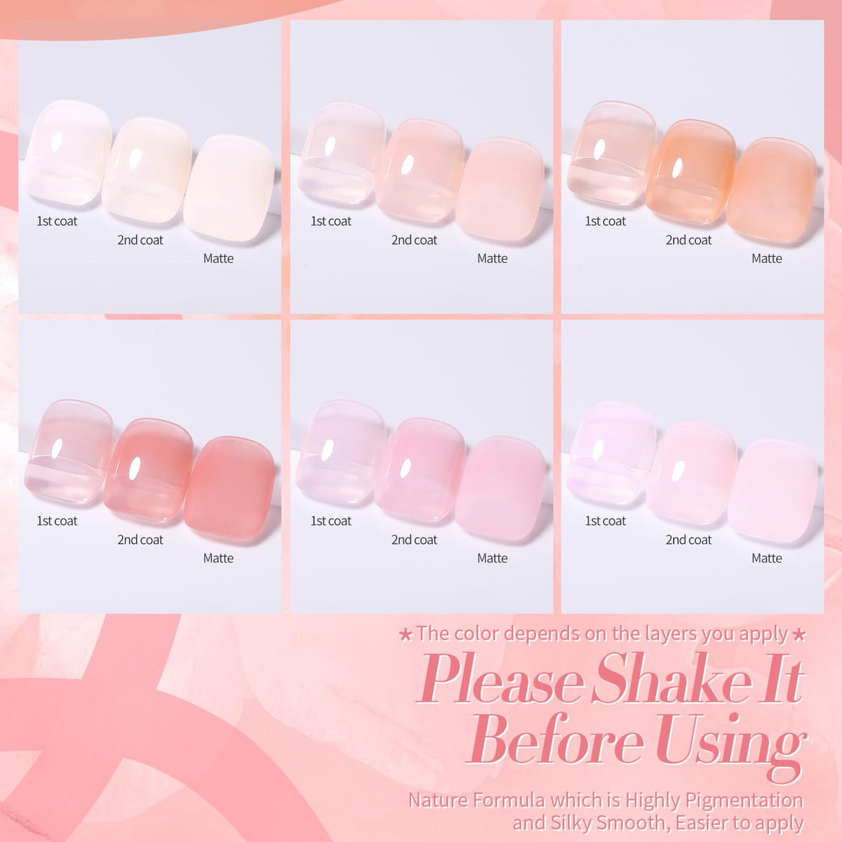 Born Pretty jelly gel polish in milky nude pink on a nail art display