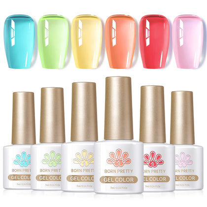 Born Pretty Jelly Gel Polish Set 6 Bottles in assorted colours