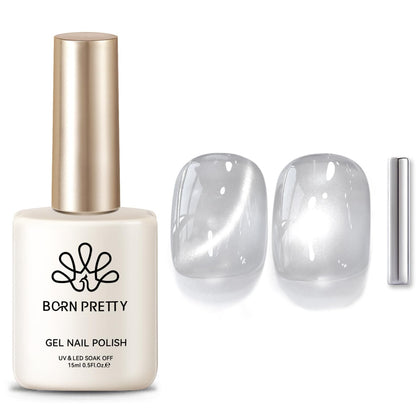 Born Pretty Magnetic Gel Nail Polish Flowing Light White 15ML bottle front view