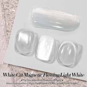 Born Pretty Magnetic Gel Nail Polish Flowing Light White application on nails