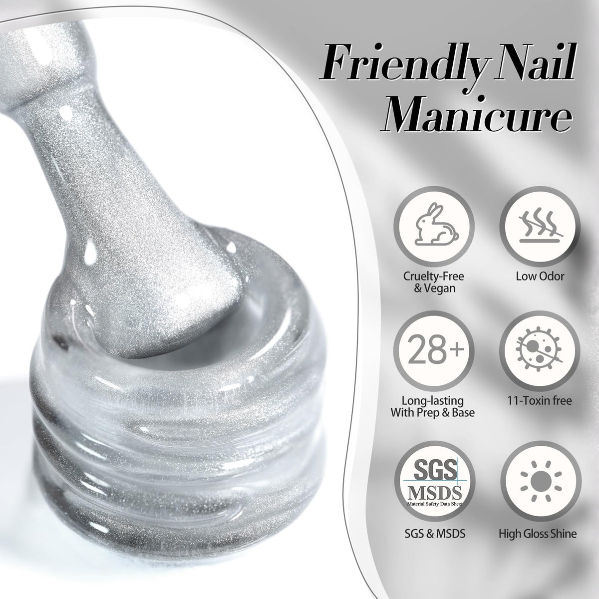 Born Pretty Magnetic Gel Nail Polish Flowing Light White bottle side view