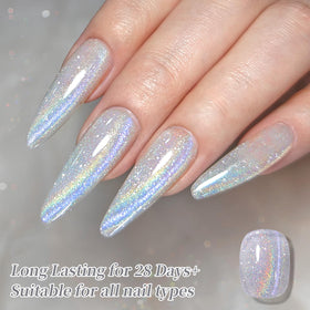 Born Pretty Milky White Cat Magnetic Eye Gel Nail Polish applied on nails