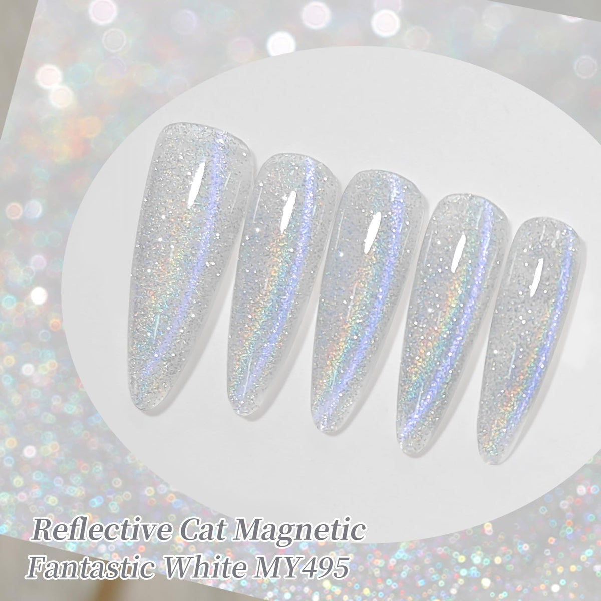 Born Pretty Milky White Cat Magnetic Eye Gel Nail Polish bottle with glitter