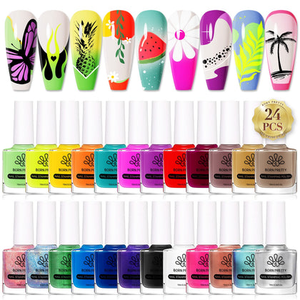 Born Pretty Nail Art Stamping Polish Set 24 colours front view