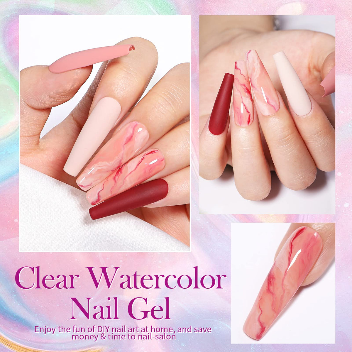 Born Pretty Nail Blooming Gel 15ml with colourful nail polish