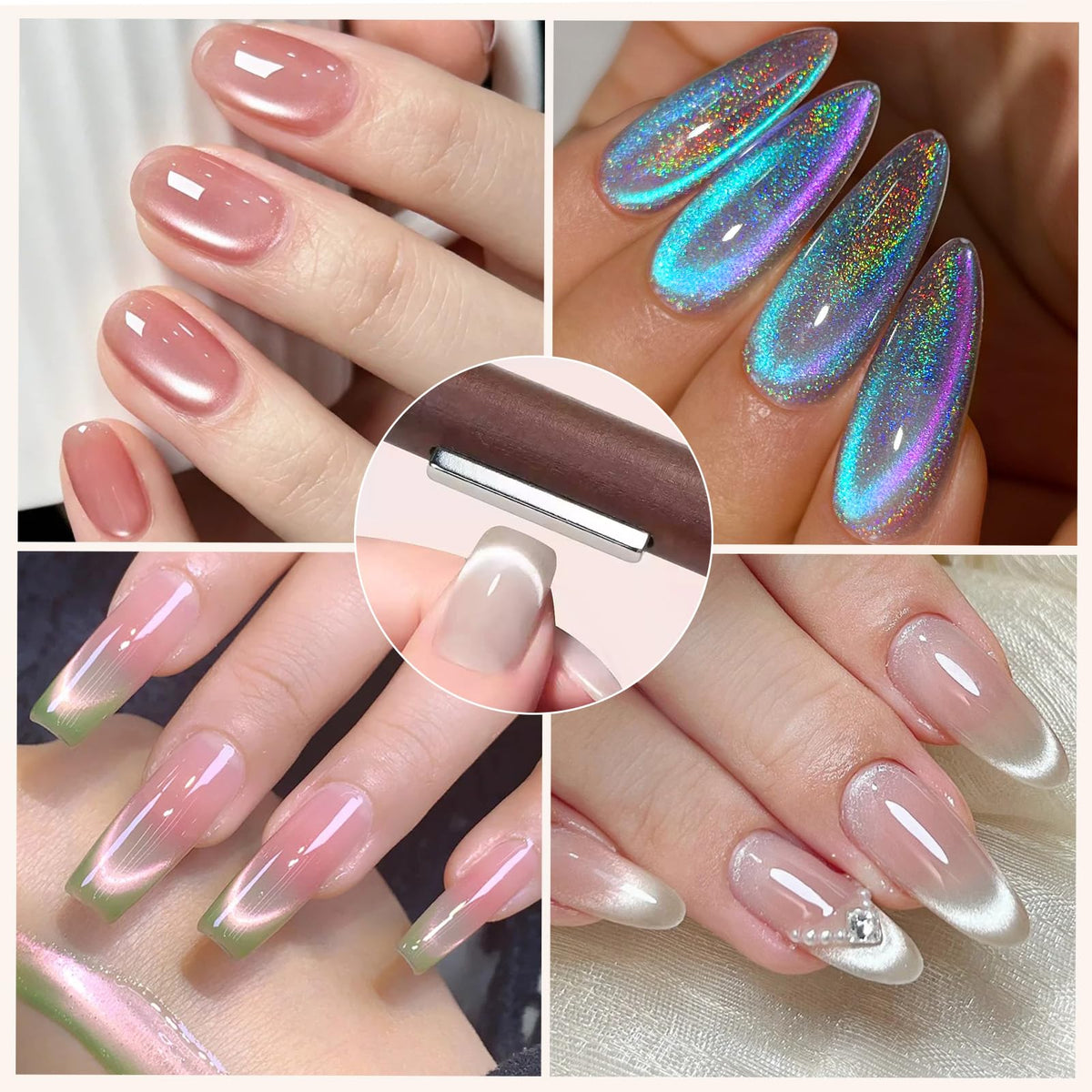 Born Pretty Nail Magnet in use creating cat eye effect on nails