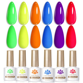 Born Pretty Neon Gel Nail Polish Set 6 Bottles 7ml front view