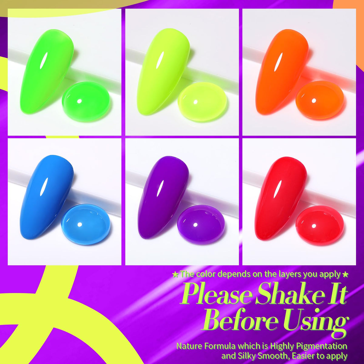 Born Pretty Neon Gel Nail Polish Set packaging display