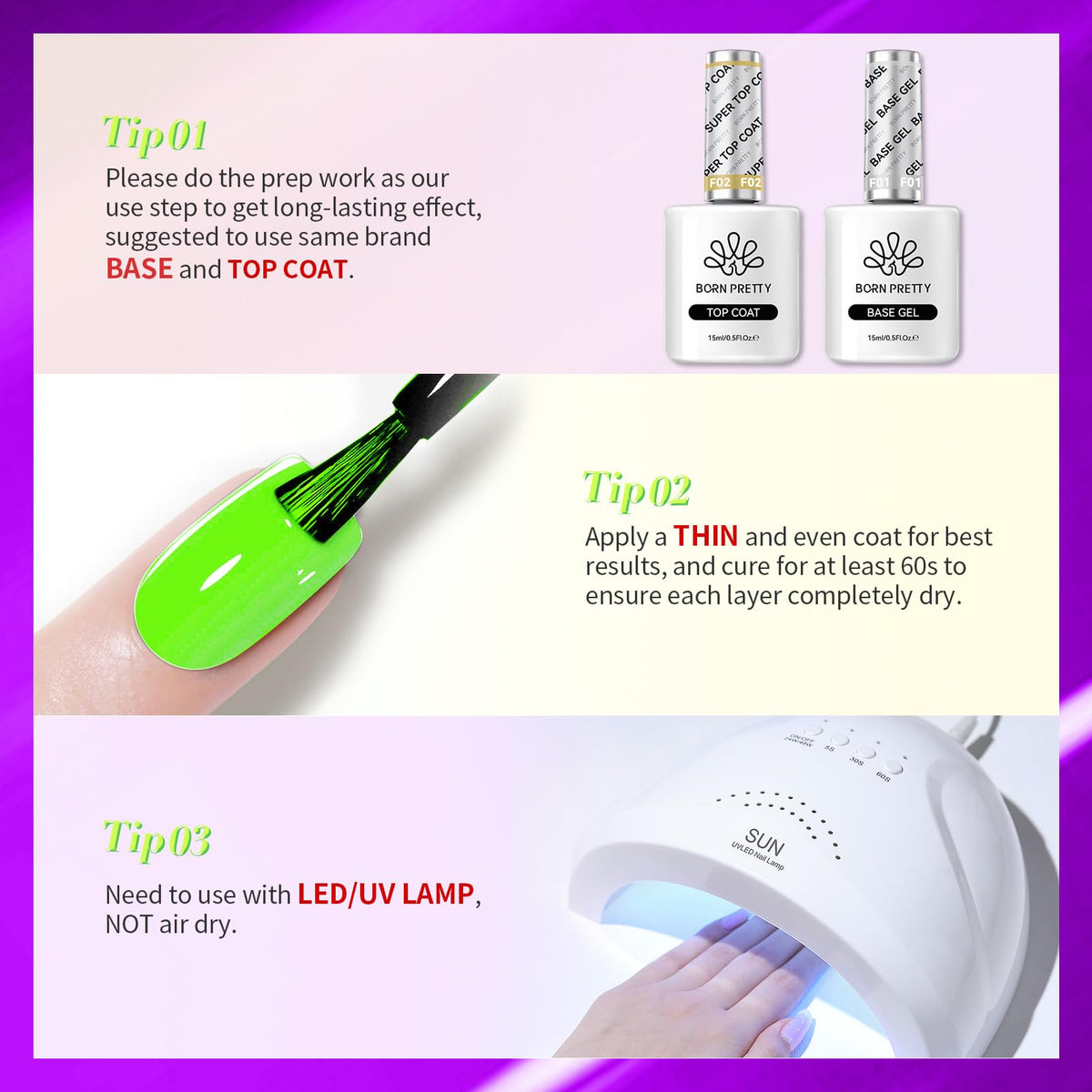 Born Pretty Neon Gel Nail Polish set with accessories
