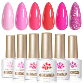 Born Pretty Neon Hot Pink Gel Nail Polish Set 6 Bottles