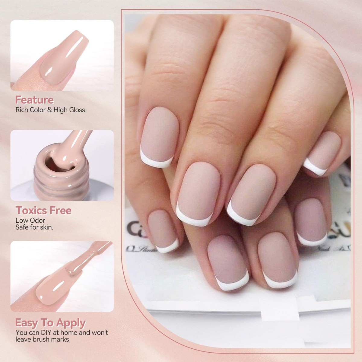 Born Pretty Nude Pink Gel Nail Polish in a decorative setting