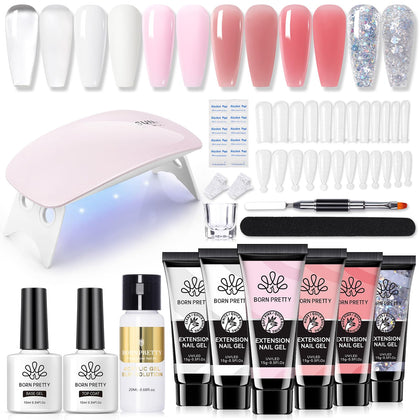 Born Pretty Poly Nail Extension Gel Kit with LED lamp and accessories