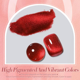 Born Pretty Red Cat Magnetic Eye Gel Nail Polish application on nails