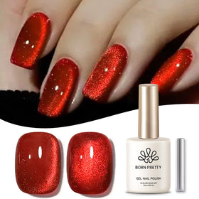 Born Pretty Red Cat Magnetic Eye Gel Nail Polish bottle with glitter