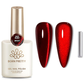 Born Pretty Red Cat Magnetic Eye Gel Nail Polish with festive decorations