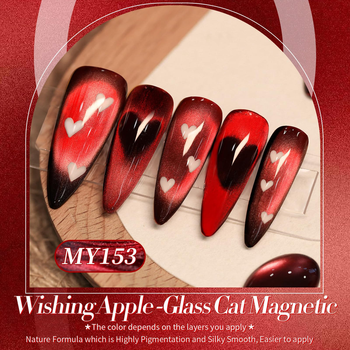 Born Pretty Red Cat Magnetic Gel Nail Polish in a nail art setup