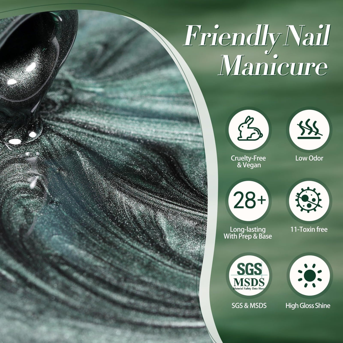 Born Pretty Retro Green Cat Magnetic Eye Gel Nail Polish bottle side view