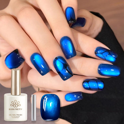 Born Pretty Royal Blue Cat Magnetic Eye Gel Nail Polish 15ML bottle front view
