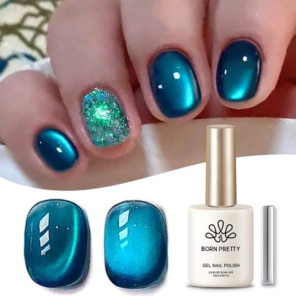 Born Pretty Sea Blue Cat Magnetic Gel Nail Polish bottle front view