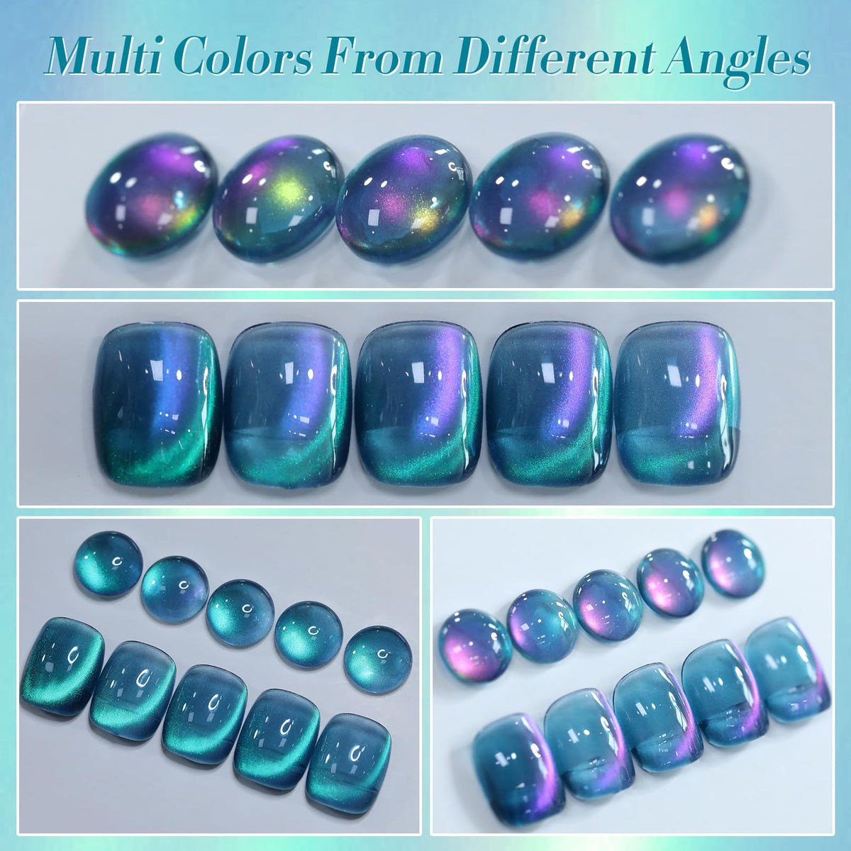 Born Pretty Sea Blue Cat Magnetic Gel Nail Polish with glitter accents