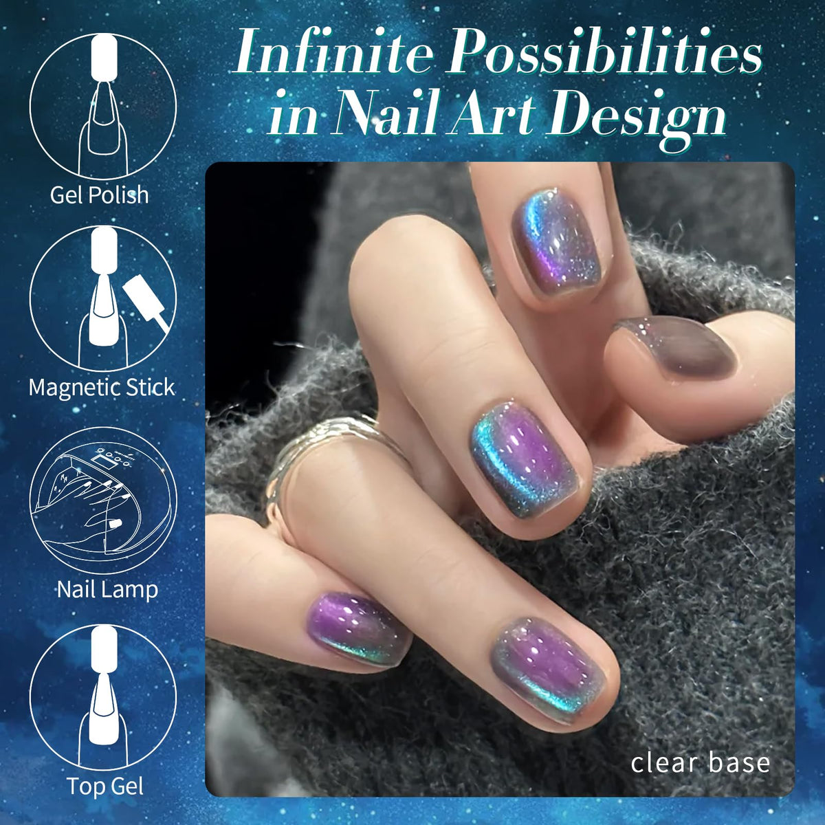Born Pretty Sway Sea Magnetic Gel Nail Polish with other nail art supplies