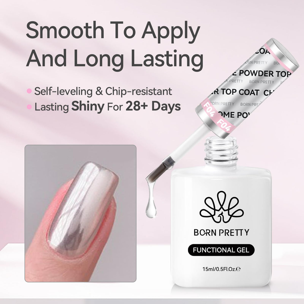 Born Pretty Top Gel Coat application on nails