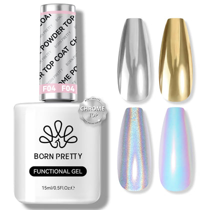 Born Pretty Top Gel Coat for Chrome Nail Powder 15ml front view