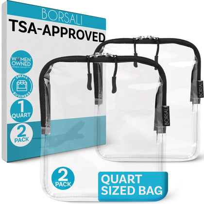 BORSALI TSA approved clear toiletry bag front view