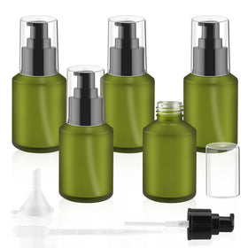 BOSMIOW 5 pack 60ml green glass pump bottles front view
