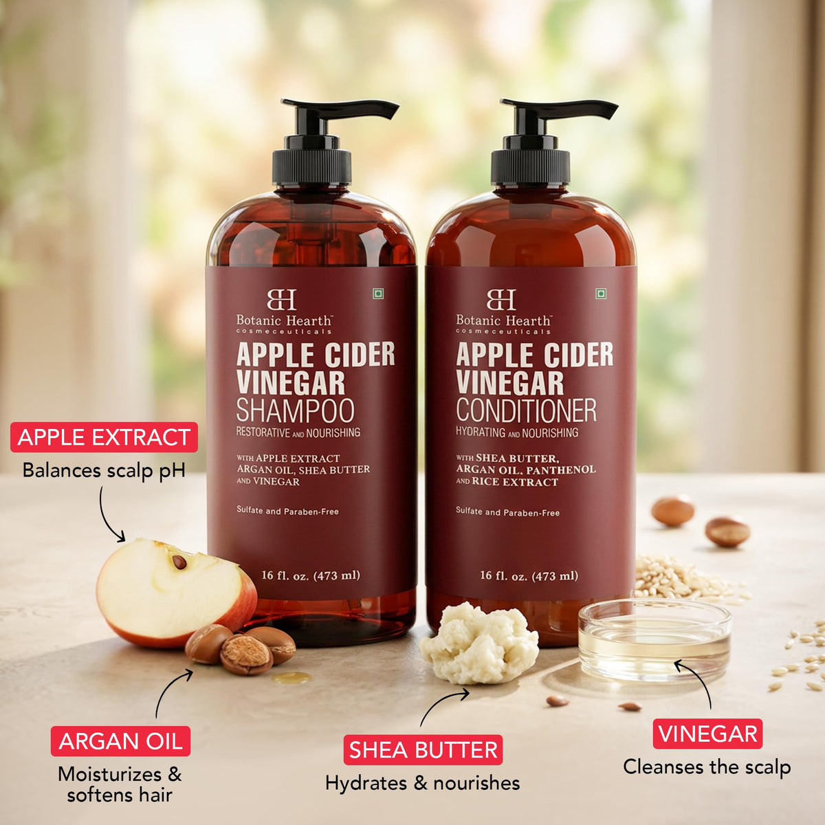 Botanic Hearth Apple Cider Vinegar Conditioner bottle close-up