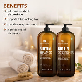 Botanic Hearth Biotin Shampoo bottle with Ginger Oil details