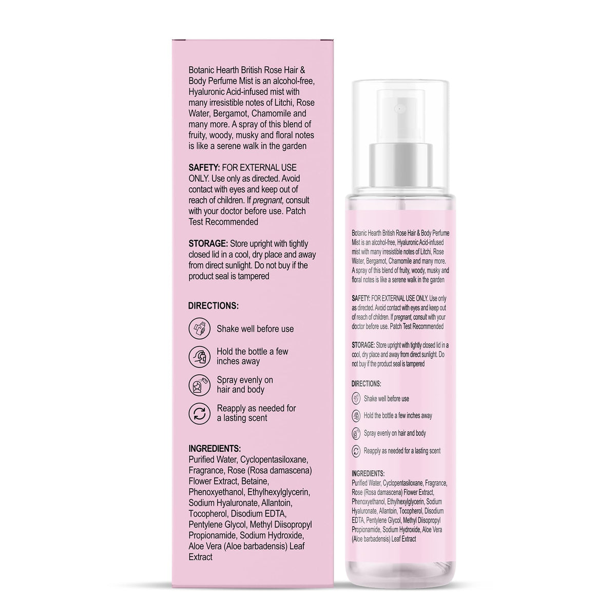 Botanic Hearth British Rose Hair Perfume & Body Mist on a vanity