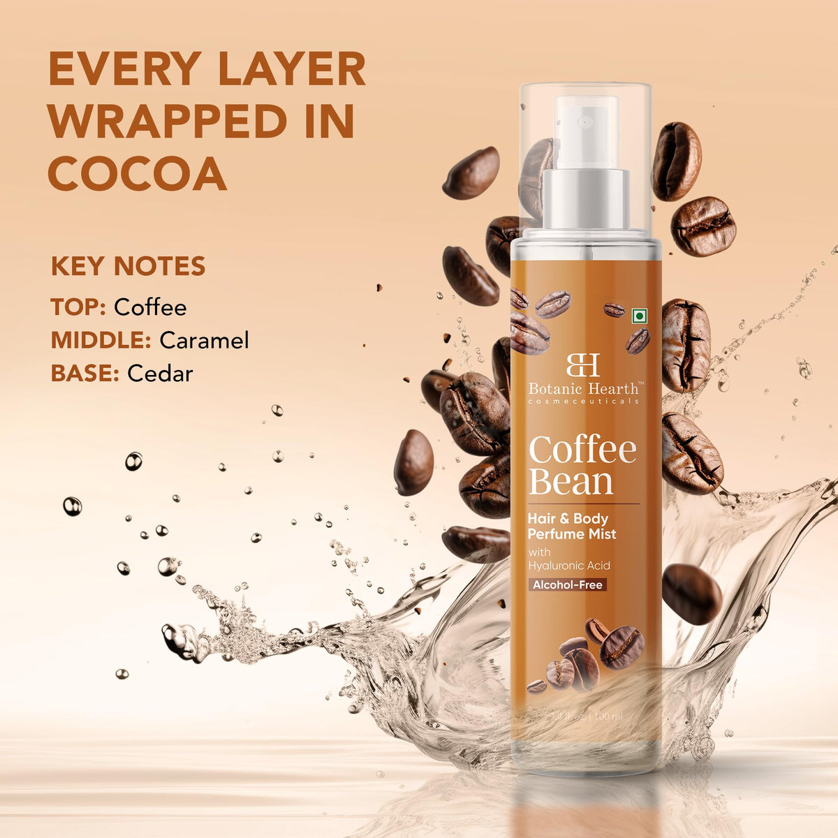 Botanic Hearth Coffee Bean Hair Perfume & Body Mist bottle with lid