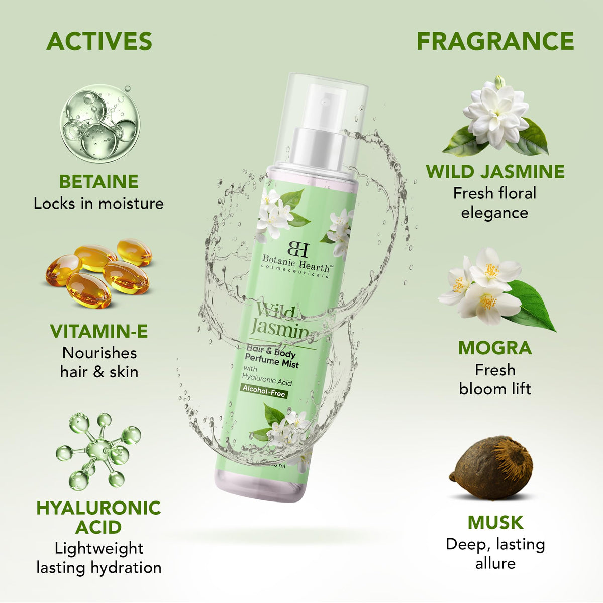 Botanic Hearth Jasmine Hair Perfume & Body Mist lifestyle scene on vanity