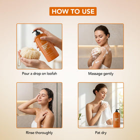 Botanic Hearth Mandarin Orange & Honey Body Wash with honey and orange slices