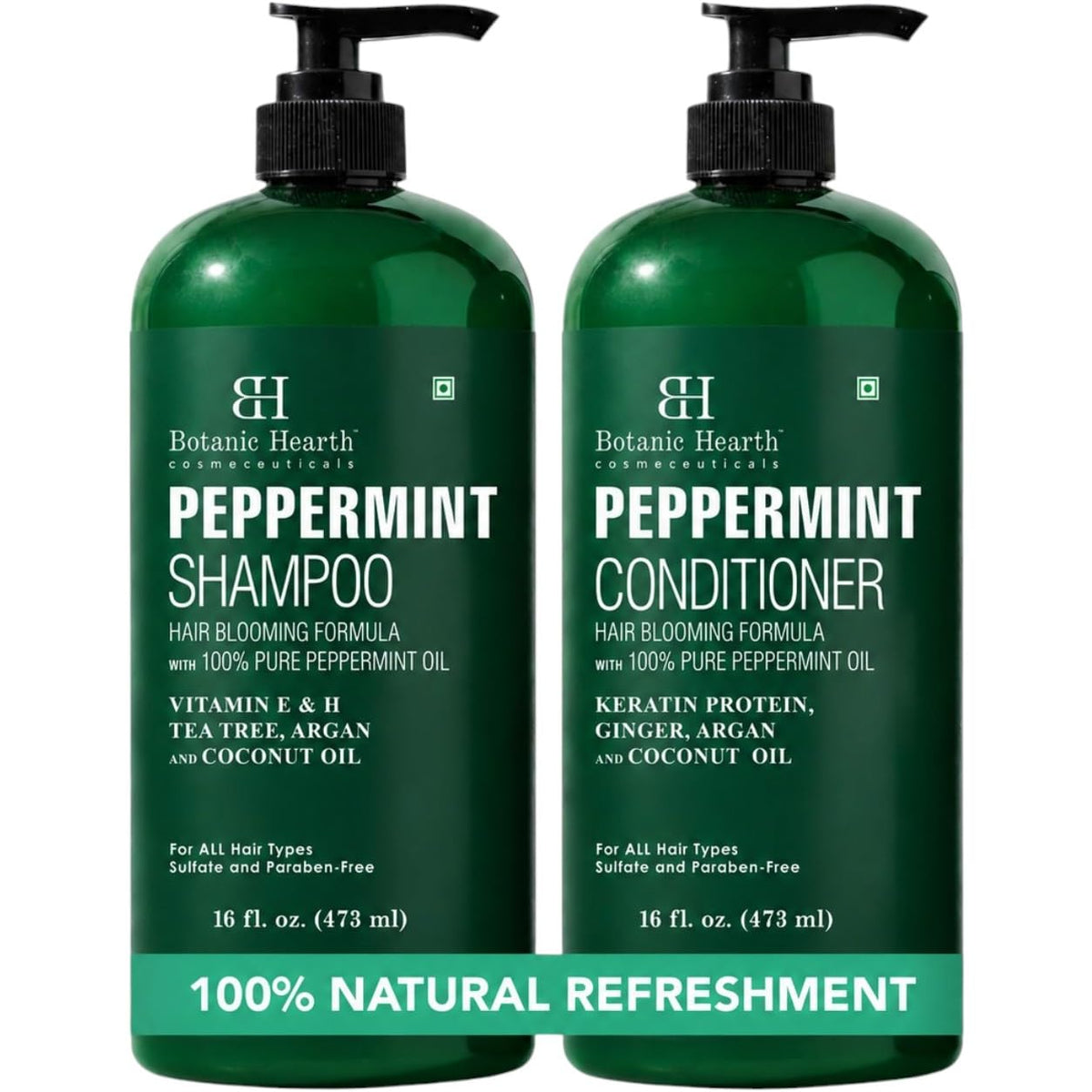 Botanic Hearth Peppermint Oil Shampoo and Conditioner Set front view