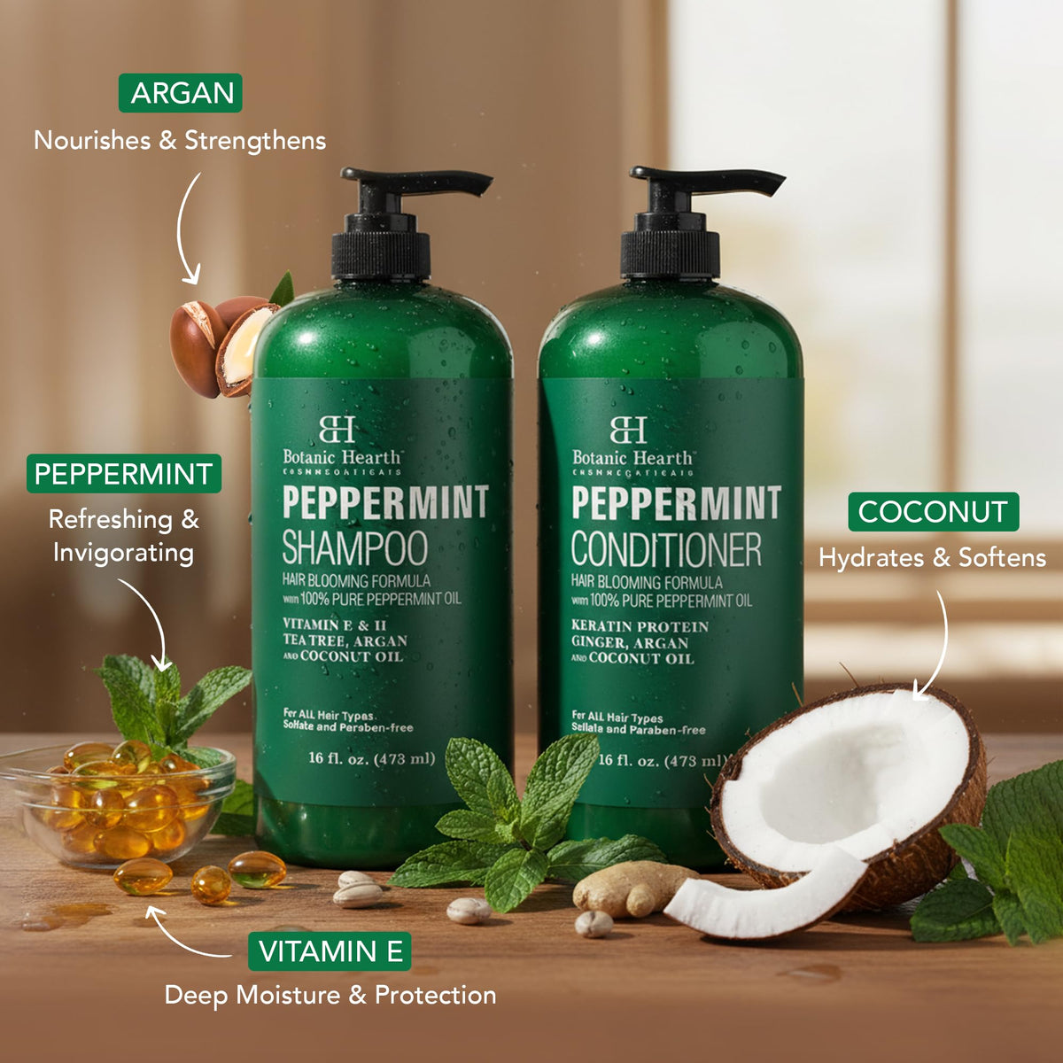 Botanic Hearth Peppermint Oil Shampoo bottle with label