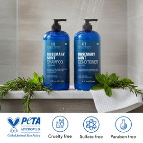 Botanic Hearth Rosemary Mint Shampoo and Conditioner in use