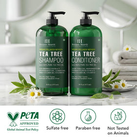Botanic Hearth shampoo and conditioner set on a bathroom shelf