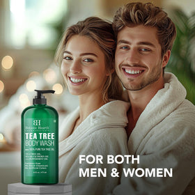 Botanic Hearth Tea Tree Body Wash 16 Fl oz back view showing ingredients