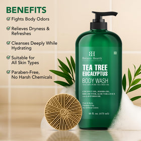 Botanic Hearth Tea Tree Eucalyptus Body Wash bottle side view