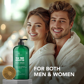 Botanic Hearth Tea Tree Eucalyptus Body Wash in a bathroom setting