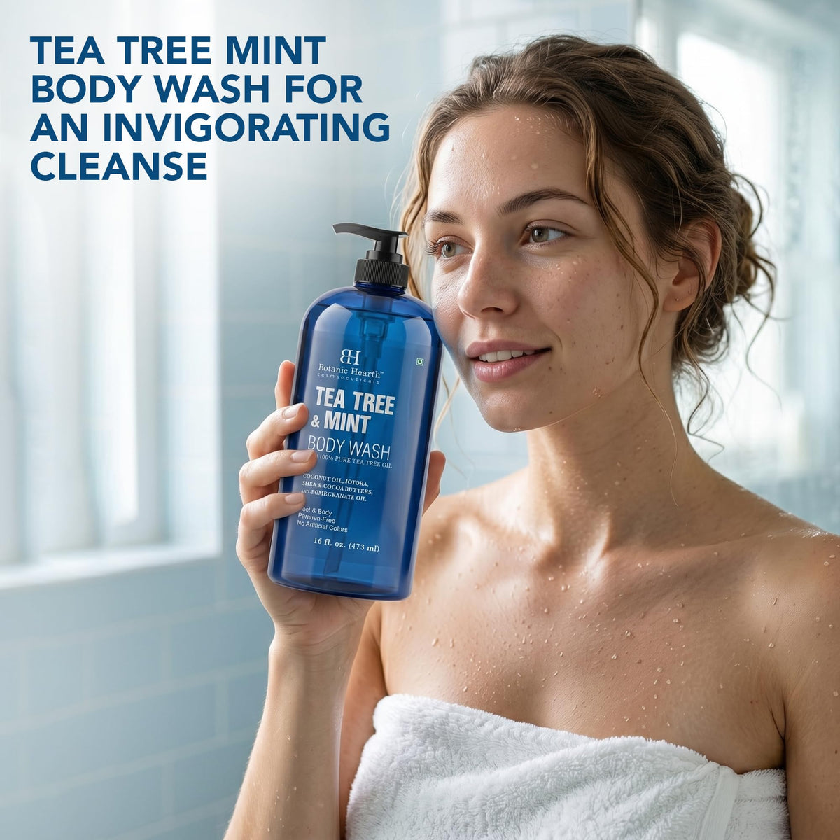Botanic Hearth Tea Tree & Mint Body Wash 16 fl oz side view