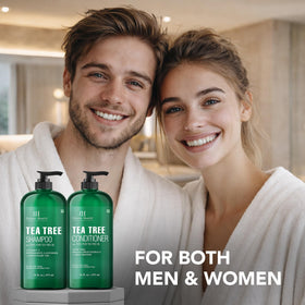 Botanic Hearth Tea Tree Shampoo and Conditioner set lifestyle scene