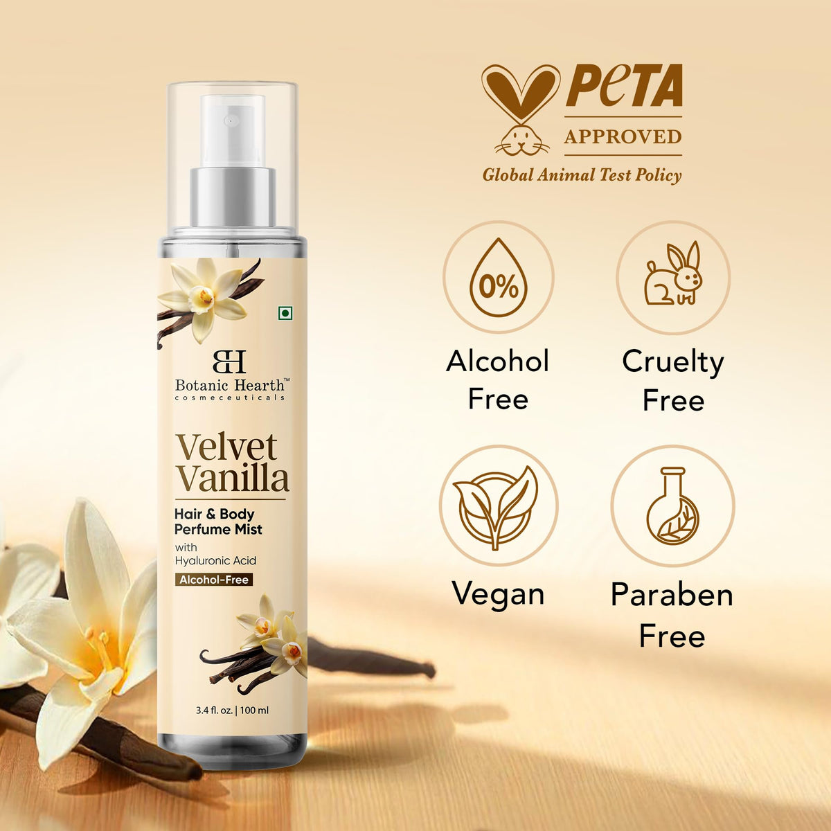 Botanic Hearth Vanilla Hair Perfume & Body Mist on vanity